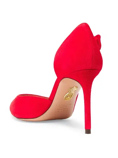 Aquazzura Women's Very Bow Tie 85MM Suede D'Orsay Pumps - Lipstick | Thumbnail 3 Aquazzura Women's Very Bow Tie 85MM Suede D'Orsay Pumps - Lipstick | Thumbnail 3