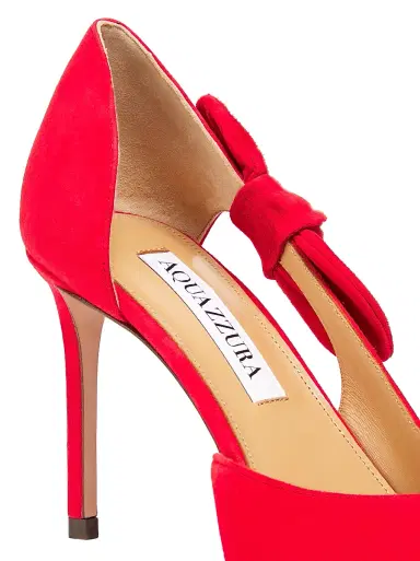 Aquazzura Women's Very Bow Tie 85MM Suede D'Orsay Pumps - Lipstick | Thumbnail 6 Aquazzura Women's Very Bow Tie 85MM Suede D'Orsay Pumps - Lipstick | Thumbnail 6