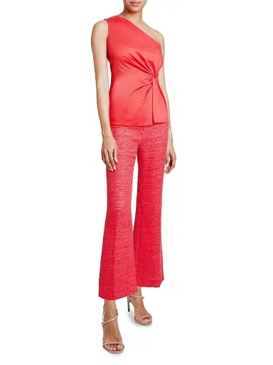 Santorelli Women's Liza Flared Cotton-Blend Pants - Vermilion | Thumbnail 2 Santorelli Women's Liza Flared Cotton-Blend Pants - Vermilion | Thumbnail 2