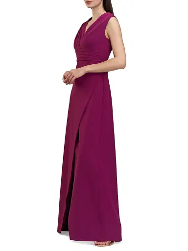 Kay Unger Women's Melora Crepe V-Neck Gown - Boysenberry | Thumbnail 4 Kay Unger Women's Melora Crepe V-Neck Gown - Boysenberry | Thumbnail 4