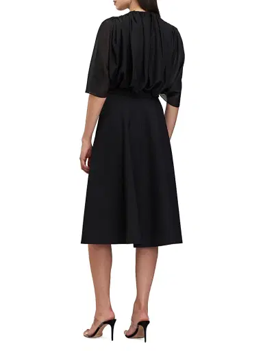 Kay Unger Women's Deanna Crepe-Chiffon V-Neck Midi-Dress - Black | Thumbnail 4 Kay Unger Women's Deanna Crepe-Chiffon V-Neck Midi-Dress - Black | Thumbnail 4