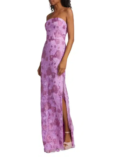 ML Monique Lhuillier Women's Justine Lace Strapless Column Gown - Lilac Pearl | Thumbnail 3 ML Monique Lhuillier Women's Justine Lace Strapless Column Gown - Lilac Pearl | Thumbnail 3