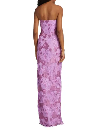 ML Monique Lhuillier Women's Justine Lace Strapless Column Gown - Lilac Pearl | Thumbnail 4 ML Monique Lhuillier Women's Justine Lace Strapless Column Gown - Lilac Pearl | Thumbnail 4