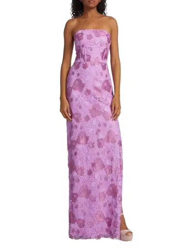 ML Monique Lhuillier Women's Justine Lace Strapless Column Gown - Lilac Pearl | Thumbnail 1 ML Monique Lhuillier Women's Justine Lace Strapless Column Gown - Lilac Pearl | Thumbnail 1