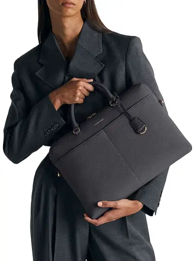 MAISON de SABRÉ Men's Leather Laptop Bag - Graphite Grey | Thumbnail 2 MAISON de SABRÉ Men's Leather Laptop Bag - Graphite Grey | Thumbnail 2