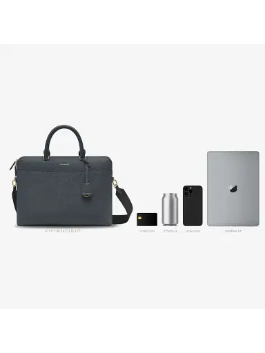 MAISON de SABRÉ Men's Leather Laptop Bag - Graphite Grey | Thumbnail 8 MAISON de SABRÉ Men's Leather Laptop Bag - Graphite Grey | Thumbnail 8