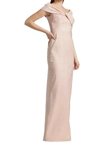 Teri Jon by Rickie Freeman Women's Metallic Off-The-Shoulder Gown - Ice Pink | Thumbnail 2 Teri Jon by Rickie Freeman Women's Metallic Off-The-Shoulder Gown - Ice Pink | Thumbnail 2