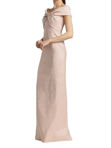 Teri Jon by Rickie Freeman Women's Metallic Off-The-Shoulder Gown - Ice Pink | Thumbnail 4 Teri Jon by Rickie Freeman Women's Metallic Off-The-Shoulder Gown - Ice Pink | Thumbnail 4