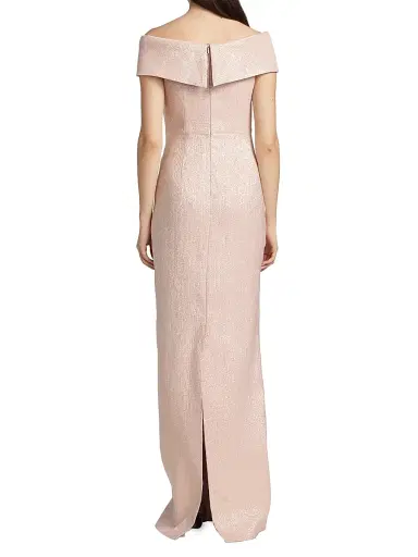 Teri Jon by Rickie Freeman Women's Metallic Off-The-Shoulder Gown - Ice Pink | Thumbnail 5 Teri Jon by Rickie Freeman Women's Metallic Off-The-Shoulder Gown - Ice Pink | Thumbnail 5