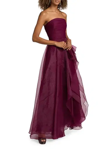 Theia Women's Teresa Draped Tulle Gown - Oxblood | Thumbnail 4 Theia Women's Teresa Draped Tulle Gown - Oxblood | Thumbnail 4