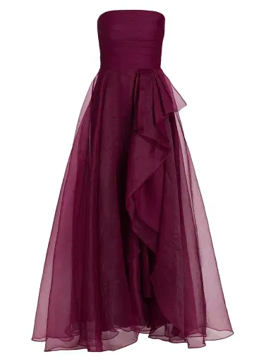 Theia Women's Teresa Draped Tulle Gown - Oxblood | Thumbnail 1 Theia Women's Teresa Draped Tulle Gown - Oxblood | Thumbnail 1