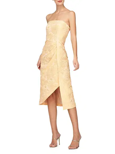 Kay Unger Women's Lucy Jacquard Midi-Dress - Saffron | Thumbnail 4 Kay Unger Women's Lucy Jacquard Midi-Dress - Saffron | Thumbnail 4