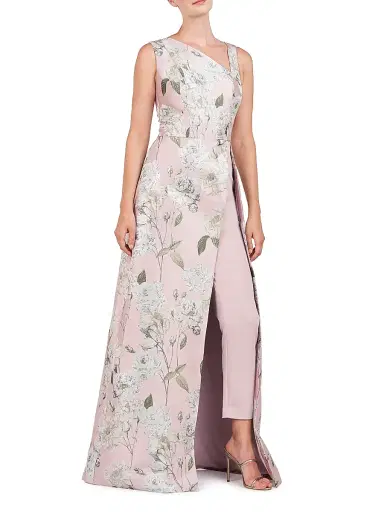 Kay Unger Women's Bennet Floral Jacquard Walk-Thru Jumpsuit | Thumbnail 3 Kay Unger Women's Bennet Floral Jacquard Walk-Thru Jumpsuit | Thumbnail 3