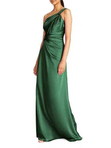 Theia Women's Gloria Twist Column Gown - Pine | Thumbnail 4 Theia Women's Gloria Twist Column Gown - Pine | Thumbnail 4