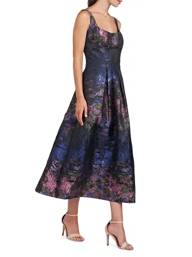 Kay Unger Women's June Monet Jacquard Midi-Dress - Dark Navy | Thumbnail 3 Kay Unger Women's June Monet Jacquard Midi-Dress - Dark Navy | Thumbnail 3