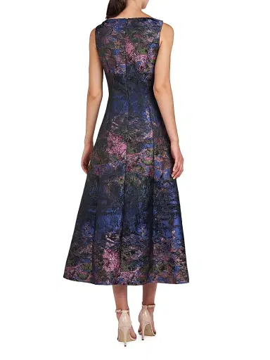 Kay Unger Women's June Monet Jacquard Midi-Dress - Dark Navy | Thumbnail 4 Kay Unger Women's June Monet Jacquard Midi-Dress - Dark Navy | Thumbnail 4