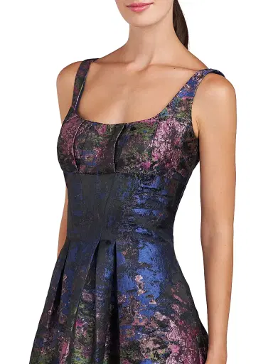 Kay Unger Women's June Monet Jacquard Midi-Dress - Dark Navy | Thumbnail 5 Kay Unger Women's June Monet Jacquard Midi-Dress - Dark Navy | Thumbnail 5