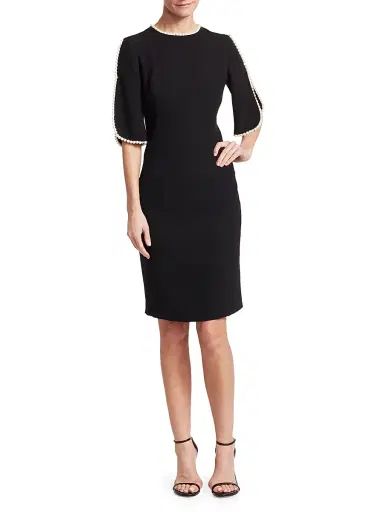 Teri Jon by Rickie Freeman Women's Embellished Slit Sleeve Sheath Dress - Black - Size 16 | Thumbnail 2 Teri Jon by Rickie Freeman Women's Embellished Slit Sleeve Sheath Dress - Black - Size 16 | Thumbnail 2
