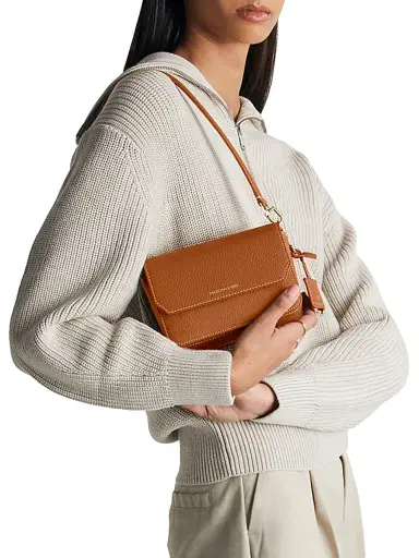 MAISON de SABRÉ Women's Mini Leather Flap Bag - Pecan Brown | Thumbnail 3 MAISON de SABRÉ Women's Mini Leather Flap Bag - Pecan Brown | Thumbnail 3