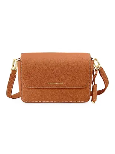 MAISON de SABRÉ Women's Mini Leather Flap Bag - Pecan Brown | Thumbnail 1 MAISON de SABRÉ Women's Mini Leather Flap Bag - Pecan Brown | Thumbnail 1