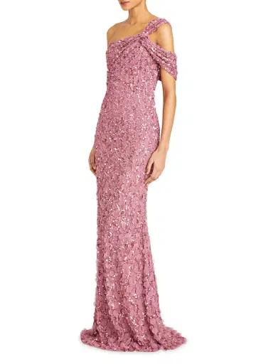 Theia Women's Renata One-Shoulder Beaded Petal Gown - Dusk | Thumbnail 2 Theia Women's Renata One-Shoulder Beaded Petal Gown - Dusk | Thumbnail 2