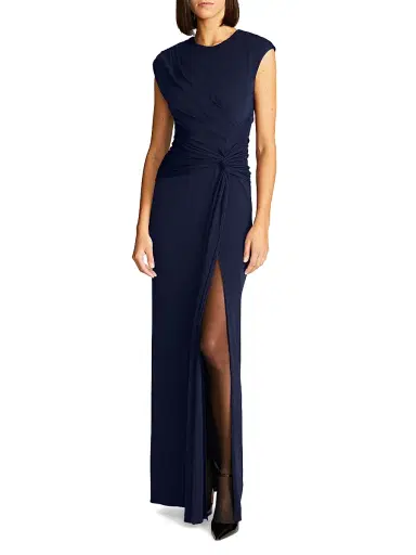 Halston Women's Giovanna Jersey Twisted Gown - Navy - Size 14 | Thumbnail 3 Halston Women's Giovanna Jersey Twisted Gown - Navy - Size 14 | Thumbnail 3