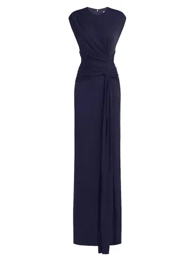 Halston Women's Giovanna Jersey Twisted Gown - Navy - Size 14 | Thumbnail 1 Halston Women's Giovanna Jersey Twisted Gown - Navy - Size 14 | Thumbnail 1