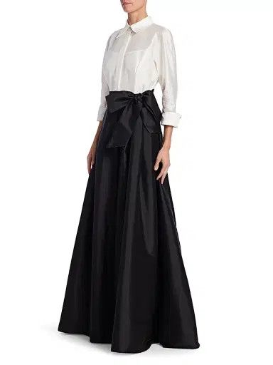 Teri Jon by Rickie Freeman Women's Collared Taffeta Ball Gown - Black White - Size 6 | Thumbnail 4 Teri Jon by Rickie Freeman Women's Collared Taffeta Ball Gown - Black White - Size 6 | Thumbnail 4