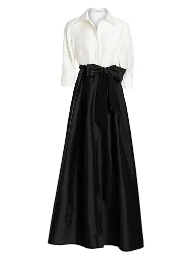 Teri Jon by Rickie Freeman Women's Collared Taffeta Ball Gown - Black White - Size 6 | Thumbnail 1 Teri Jon by Rickie Freeman Women's Collared Taffeta Ball Gown - Black White - Size 6 | Thumbnail 1