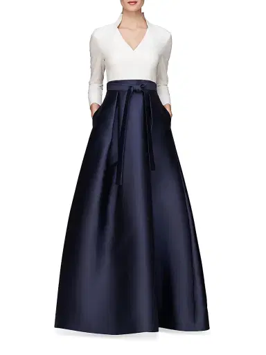 Kay Unger Women's Phoebe Swan-Neck Gown - White Dark Twilight | Thumbnail 2 Kay Unger Women's Phoebe Swan-Neck Gown - White Dark Twilight | Thumbnail 2
