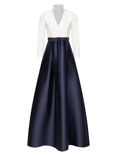 Kay Unger Women's Phoebe Swan-Neck Gown - White Dark Twilight | Thumbnail 1 Kay Unger Women's Phoebe Swan-Neck Gown - White Dark Twilight | Thumbnail 1