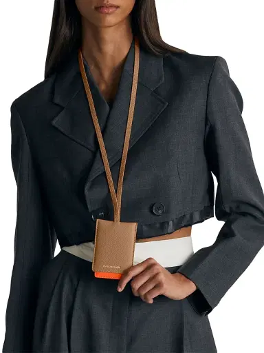 Maison de Sabre Leather ID Lanyard Holder - Manhattan Sandstone | Thumbnail 2 Maison de Sabre Leather ID Lanyard Holder - Manhattan Sandstone | Thumbnail 2