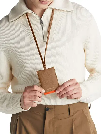 Maison de Sabre Leather ID Lanyard Holder - Manhattan Sandstone | Thumbnail 3 Maison de Sabre Leather ID Lanyard Holder - Manhattan Sandstone | Thumbnail 3