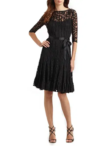 Teri Jon by Rickie Freeman Women's Lace Pintuck Dress - Black - Size 20 | Thumbnail 2 Teri Jon by Rickie Freeman Women's Lace Pintuck Dress - Black - Size 20 | Thumbnail 2