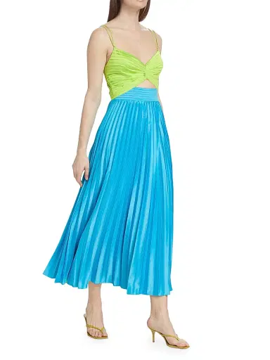 AMUR Women's Silas Pleated Colorblocked Midi-Dress - Adonis Blue | Thumbnail 2 AMUR Women's Silas Pleated Colorblocked Midi-Dress - Adonis Blue | Thumbnail 2