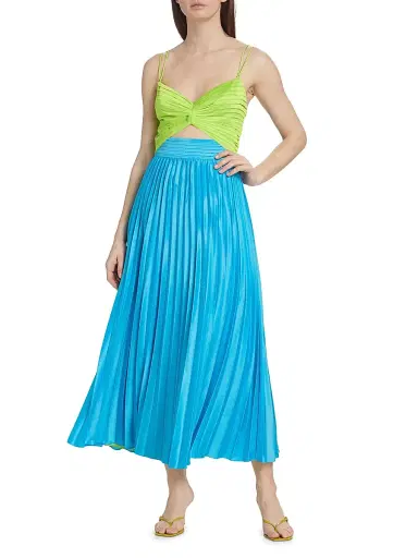 AMUR Women's Silas Pleated Colorblocked Midi-Dress - Adonis Blue | Thumbnail 3 AMUR Women's Silas Pleated Colorblocked Midi-Dress - Adonis Blue | Thumbnail 3