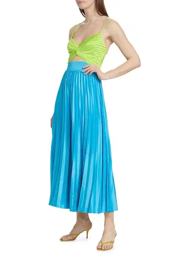 AMUR Women's Silas Pleated Colorblocked Midi-Dress - Adonis Blue | Thumbnail 4 AMUR Women's Silas Pleated Colorblocked Midi-Dress - Adonis Blue | Thumbnail 4