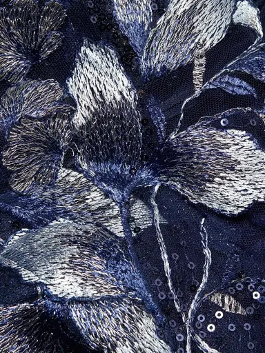 Teri Jon by Rickie Freeman Women's Embroidered Tulle Tea Dress - Navy Multi | Thumbnail 7 Teri Jon by Rickie Freeman Women's Embroidered Tulle Tea Dress - Navy Multi | Thumbnail 7