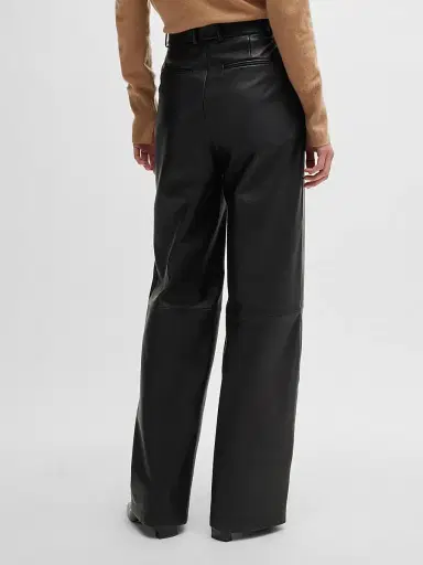 BOSS Women's Leather Trousers with Paneled Leg Detail - Black | Thumbnail 4 BOSS Women's Leather Trousers with Paneled Leg Detail - Black | Thumbnail 4