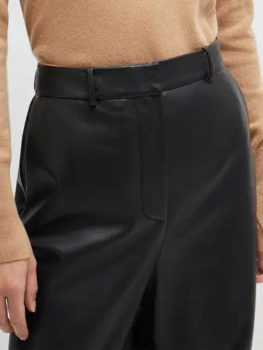 BOSS Women's Leather Trousers with Paneled Leg Detail - Black | Thumbnail 5 BOSS Women's Leather Trousers with Paneled Leg Detail - Black | Thumbnail 5