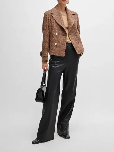 BOSS Women's Leather Trousers with Paneled Leg Detail - Black | Thumbnail 6 BOSS Women's Leather Trousers with Paneled Leg Detail - Black | Thumbnail 6