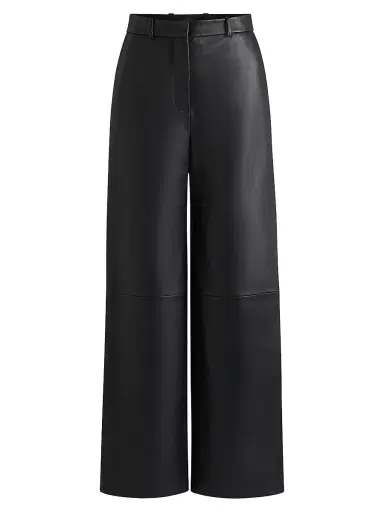 BOSS Women's Leather Trousers with Paneled Leg Detail - Black | Thumbnail 1 BOSS Women's Leather Trousers with Paneled Leg Detail - Black | Thumbnail 1