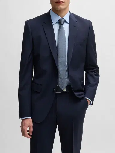 BOSS Men's Silk Blend Tie with Jacquard Woven Pattern - Blue | Thumbnail 5 BOSS Men's Silk Blend Tie with Jacquard Woven Pattern - Blue | Thumbnail 5