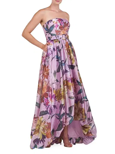 Kay Unger Women's Evangeline Floral Organza Strapless Gown - Pink Mauve | Thumbnail 3 Kay Unger Women's Evangeline Floral Organza Strapless Gown - Pink Mauve | Thumbnail 3