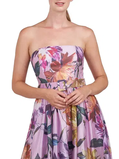 Kay Unger Women's Evangeline Floral Organza Strapless Gown - Pink Mauve | Thumbnail 5 Kay Unger Women's Evangeline Floral Organza Strapless Gown - Pink Mauve | Thumbnail 5