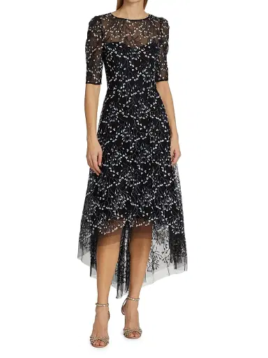 Teri Jon by Rickie Freeman Women's Floral Bead-Embellished Midi-Dress - Black Multi | Thumbnail 3 Teri Jon by Rickie Freeman Women's Floral Bead-Embellished Midi-Dress - Black Multi | Thumbnail 3
