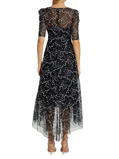 Teri Jon by Rickie Freeman Women's Floral Bead-Embellished Midi-Dress - Black Multi | Thumbnail 5 Teri Jon by Rickie Freeman Women's Floral Bead-Embellished Midi-Dress - Black Multi | Thumbnail 5