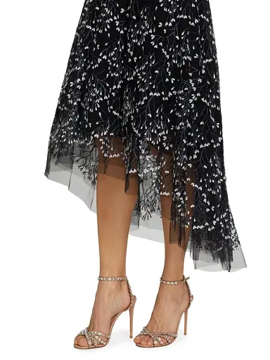 Teri Jon by Rickie Freeman Women's Floral Bead-Embellished Midi-Dress - Black Multi | Thumbnail 6 Teri Jon by Rickie Freeman Women's Floral Bead-Embellished Midi-Dress - Black Multi | Thumbnail 6