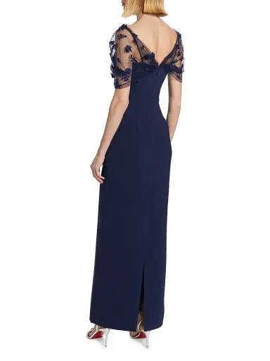 Theia Women's Sophia Beaded Shawl Gown - Navy | Thumbnail 5 Theia Women's Sophia Beaded Shawl Gown - Navy | Thumbnail 5