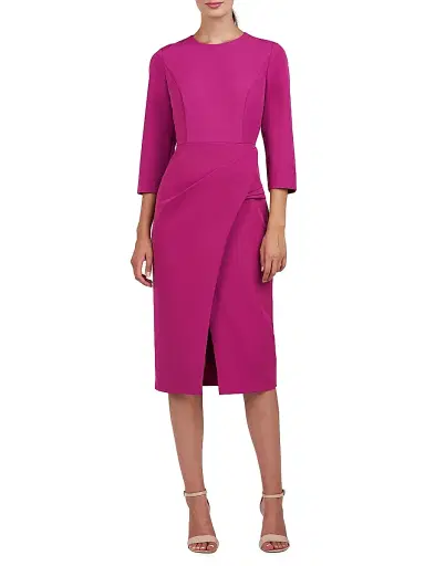 Kay Unger Women's Doreen Draped Midi-Dress - Vivid Berry | Thumbnail 2 Kay Unger Women's Doreen Draped Midi-Dress - Vivid Berry | Thumbnail 2